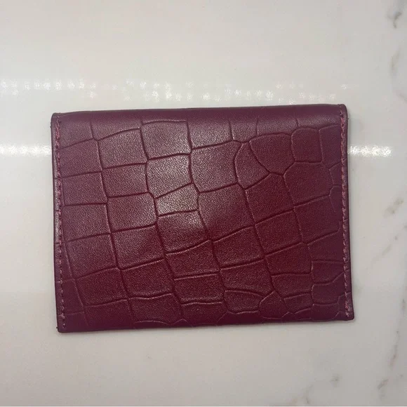 NWOT Rachel Miriam burgundy snakeskin genuine leather card holder - Picture 11 of 14